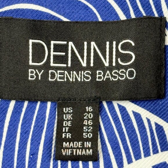 Dennis By Dennis Basso Women's Linen Blend White Leaf Blue Jacket Size 16 NWOT - Picture 7 of 10